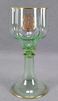 Moser Lobmeyr Bohemian Gold Monogrammed CMR Lobed Green Wine Glass A • $150