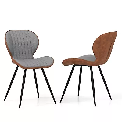 Costway 2Pcs Armless Dining Chair Modern Accent Chairs Upholstered Leisure Chair • £99.95