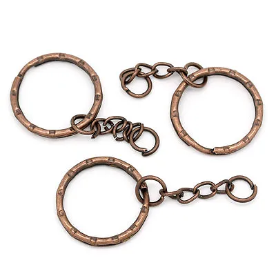 Antique COPPER BLANK KEYRINGS Key Ring Craft Chain Rings Great Craft Idea UK • £5.98