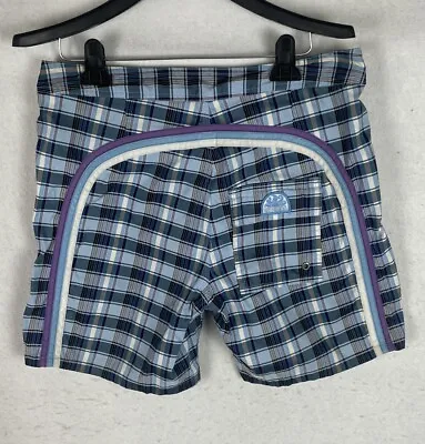 Sundek Board Shorts Blue Plaid Size 32 6” Inseam • $29.95