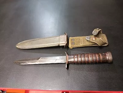 WWII US M3 CASE Trench/Fighting Knife M8 B.M. CO With Scabbard RARE (K) • $155.50