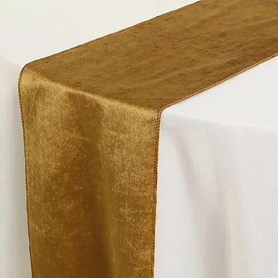 GOLD 12x107  Premium Velvet Table Runner Wedding Reception Linens Decorations • $4.37