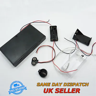 AA AAA PP3 Coin 9V Battery Holder With Wire Box Case • £7.58