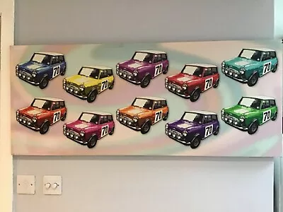 Canvas Print Mini Coopers Large Landscape Fun For Children 10 Colours • £25