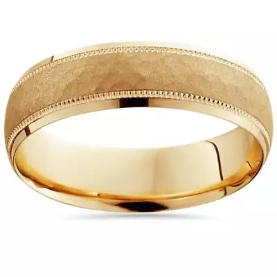 Hammered 6mm Wedding Band 10K Yellow Gold • $387.48