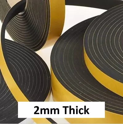 2mm Thick - Neoprene Adhesive Backed Foam Sponge Strip Roll Sheet Tape Sticky • £26.32