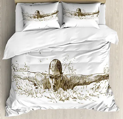 Black White Duvet Cover Set Olympics Swimming • £32.99