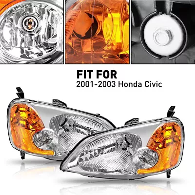 Fits 44929 Honda Headlights Civic 4-Door Sedan New Headlamps Set • $69.91