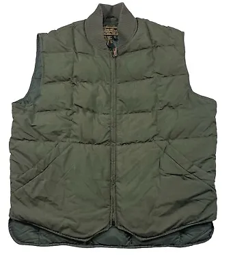 Vintage Eddie Bauer Goose Down Quilted Vest Green Size Large Zip Up M3 • $50.99