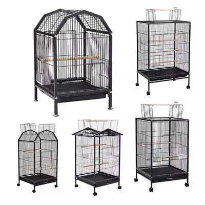 Large Pet Birds Rolling Parrot Cage & Perches Feeders Macaw Cockatiel Pet House • £48.95