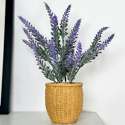 Artificial Lavender Plant In Resin Pot Purple Plastic Faux Decorative Houseplant • £11