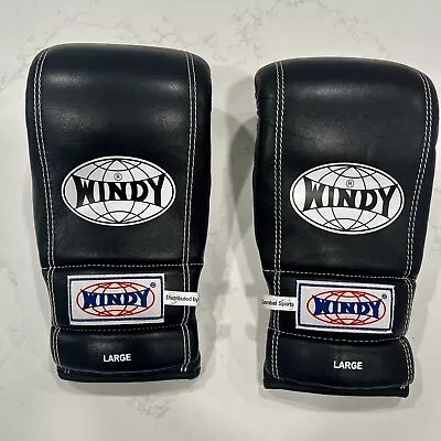 Windy Boxing Muay Thai Kickboxing Gloves  - Genuine Leather - Black White • $42.99