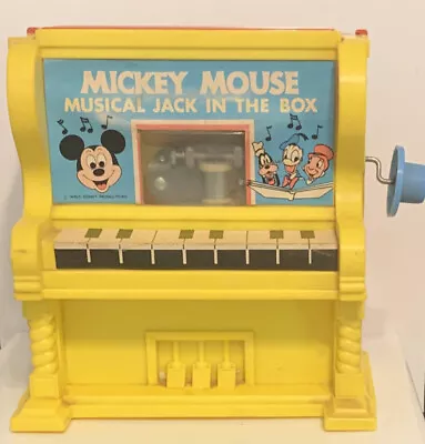 Vintage 1973 Disney Mickey Mouse Musical Jack In The Box Kohner Bros Inc TESTED • $13.99