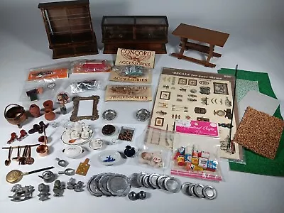 HUGE 100+ Lot Vtg Dollhouse Miniature Accessories Kitchen Food Dishes Display • $45