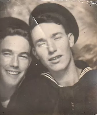Vintage Photo Booth - Attractive Affectionate Men U.s. Navy Sailors - Gay Int. • $19.95