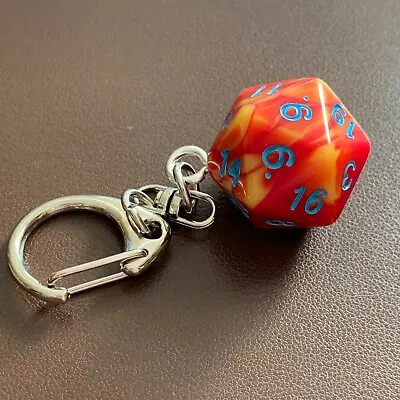 £1.99 • Buy D20 Dice Keyring - Duel Colour - Red And Yellow