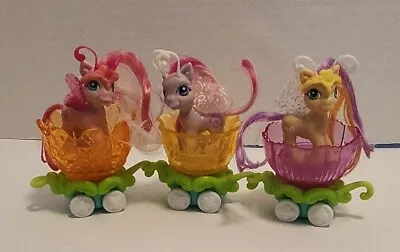 My Little Pony Hasbro 2005 3 Ponies On Wheeled Flower Cups J • $25