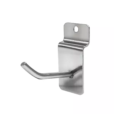 50 X 2  Budget Slatwall Single Arm Hooks In Chrome For Shop Display (J90/2) • £11.22