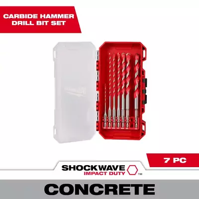 Milwaukee Carbide Hammer Drill Bit Kit (7-Piece) Concrete Stone Masonry Drilling • $25.48