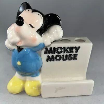 Vintage Disney Yawning Mickey Mouse Toothbrush Stand CeramicJapan • $22.99