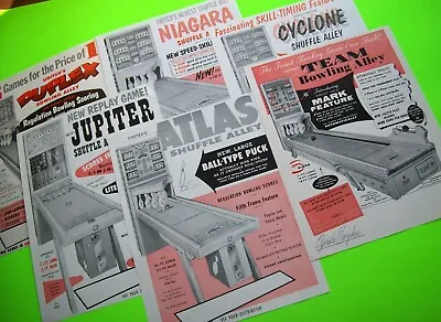 Arcade Game FLYERS Lot Of 6 United Shuffle Bowling Alley Vintage Originals 1958 • $71.40