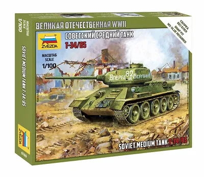 Zvezda 6160 Soviet Medium Tank T-34/85 Model Kit 1/100 • $8.77