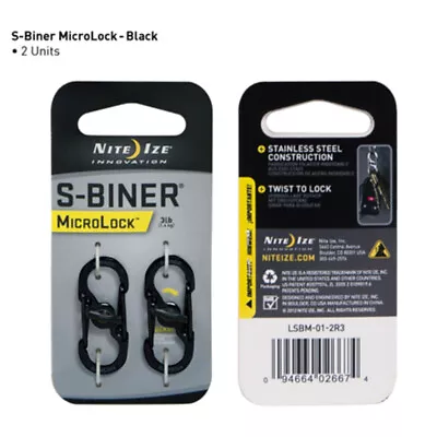 Nite Ize Lsbm-01-2R3 S-Biner Slidelock Black 2 Pack - Secure Locking Mechanism • $11.92