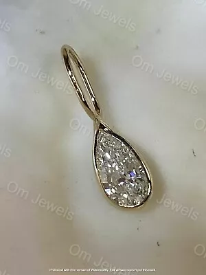 2Ct Pear Cut VVS1 Diamond Solitaire Pendant 18 Free Chain 14K Yellow Gold Finish • $32.34