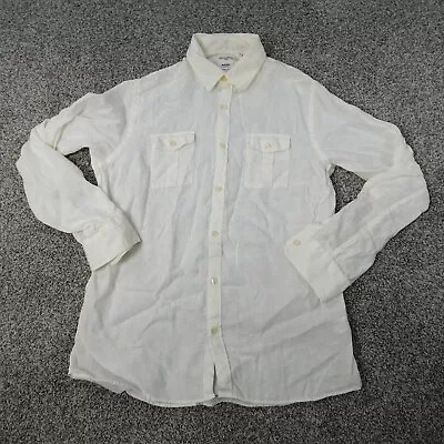 Murano Shirt Mens Medium White Baird McNutt Linen Slim Long Sleeve Button Up • $29.99