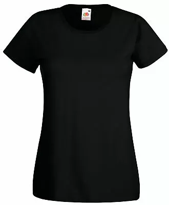 £1 • Buy Fruit Of The Loom Ladies Plain Black Short Sleeve T-Shirt Womens XXL