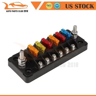 Waterproof 6 Way Blade Fuse Holder Box Block Panel With Negative For Marine Car • $17.36