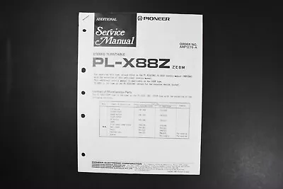 Pioneer PL-X88Z Stereo Turntable Service Manual - Genuine Original • $19.99