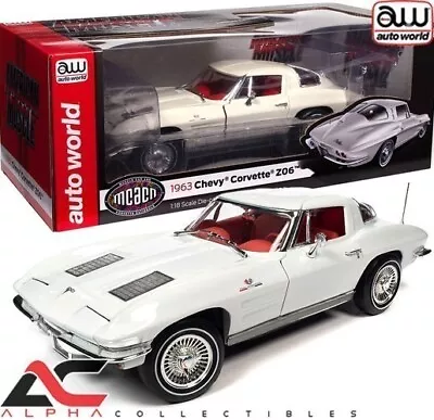 Autoworld Amm1308 1:18 1963 Chevrolet Corvette Z06 (mcacn) Ermine White • $99.99