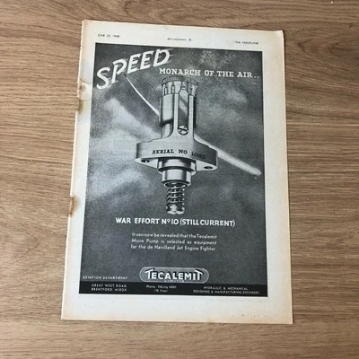 £8.99 • Buy (STA117) Advert 11x8  Tecalemit Micro Pump - For De Havilland Jet Engine Fighter