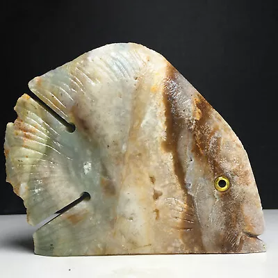 201g Natural Crystal Mineral Specimen. Amazon Stone. Hand-carved Fish.GIFT.QN • $0.99