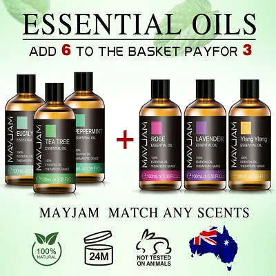 $32.99 • Buy 100ml Essential Oils Pure & Natural Therapeutic Grade Oil Aroma For Diffuser DIY
