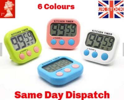 £4.79 • Buy Cooking Loud Kitchen Timer Larger Magnetic Clock Stopwatch LCD Egg Digital Alarm
