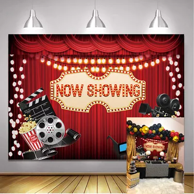 Now Showing Backdrop Red Theatre Curtain Movie Night Themed Party Decor Backdrop • $13.99