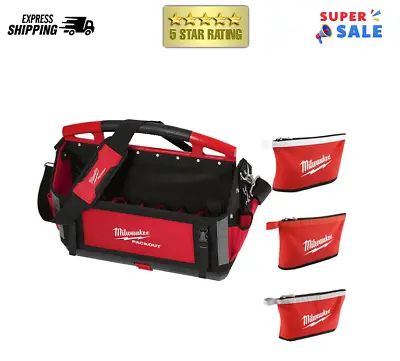 Milwaukee PACKOUT Tool Storage Tote 20  Nylon Red With (3-Pack) Zipper Tool Bags • $139.99