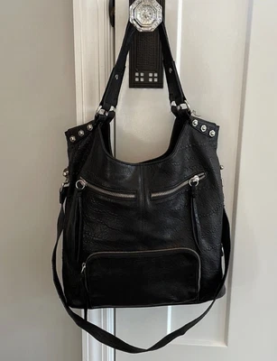$100 • Buy Treesje Handbag - Black Leather - Shoulder/crossbody