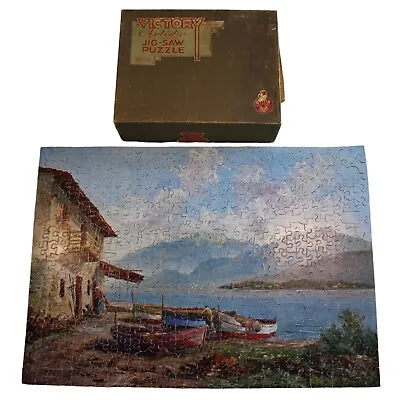 Lake Garda Victory Gold Box Plywood Jigsaw Puzzle 20x14 Vintage COMPLETE • $199.99