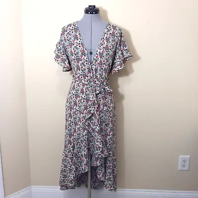 New! MAX STUDIO Women's Wrap High Low Floral Polyester Midi Dress Size XS • $38.24