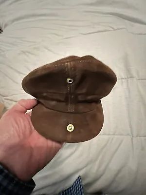 Vintage Union Made Brown Suede Leather Newsboy Cabbie Hat • $39.95