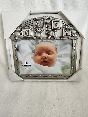 Malden Baby Picture Frame Silver Pewter Tone 4x6 Photo Teddy Bears 🐻 • $12.99