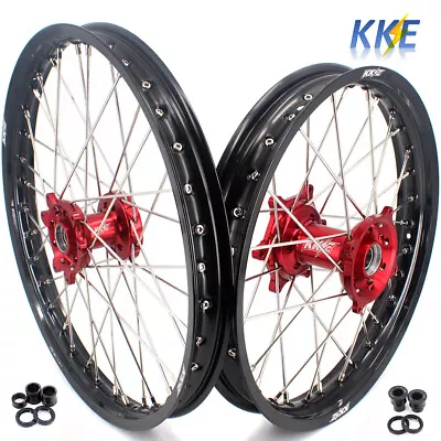 KKE 21/18 Wheels Rims Fit Honda CR125R CR250R 1995-2001 CR500R 1996-2001 CNC Red • $529