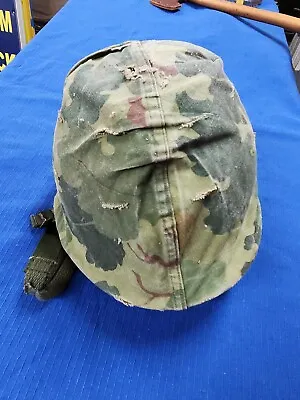 US Military Vietnam Era Steel Pot Helmet With Camouflage Cover • $75