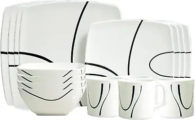 16 Piece Square Dinner Set Melamine Crockery Caravan Camping Motor-home Dining • £54.99