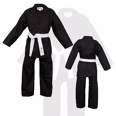 Children's Karate Suit Black White Belt Free Kids/Child Karate Suit • £11.99