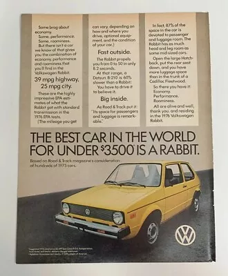 1976 Volkswagen VW Rabbit Print Ad Best Car In The World For Under $3500 • $7.32