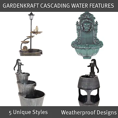£44.99 • Buy GardenKraft Water Features / 5 Unique Styles / Weatherproof Designs
